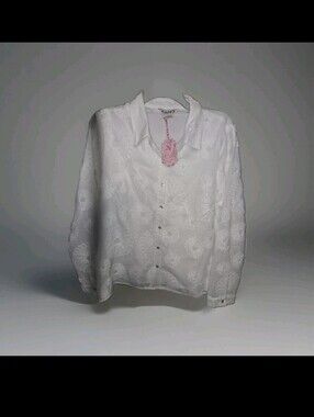 Nanette Lepore 3D Daisy Fully Lined Shirt Brilliant White L NWT